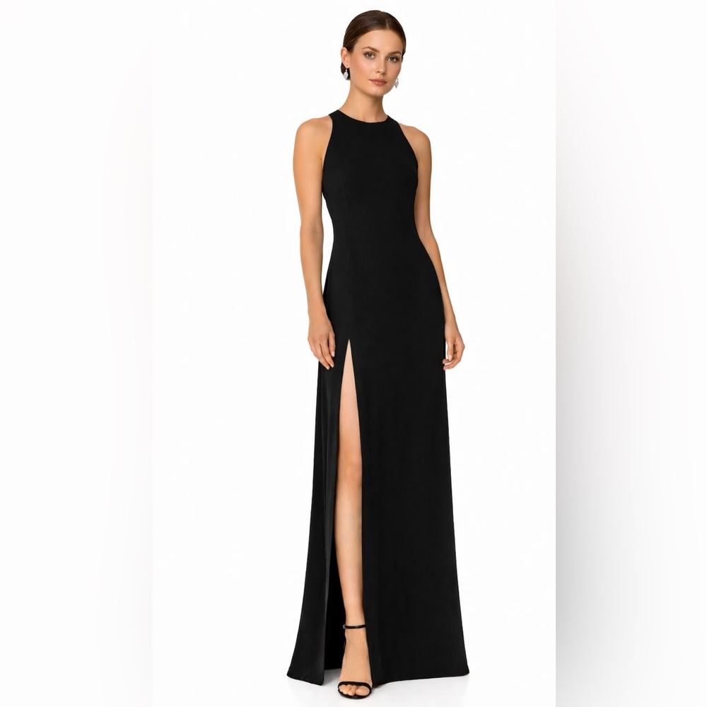 Jill Jill Stuart Black Racerback Gown w/ Bow & Chiffon Drape – Size 6